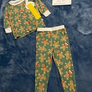 Little Sleepies Green gingerbread Pajama Set